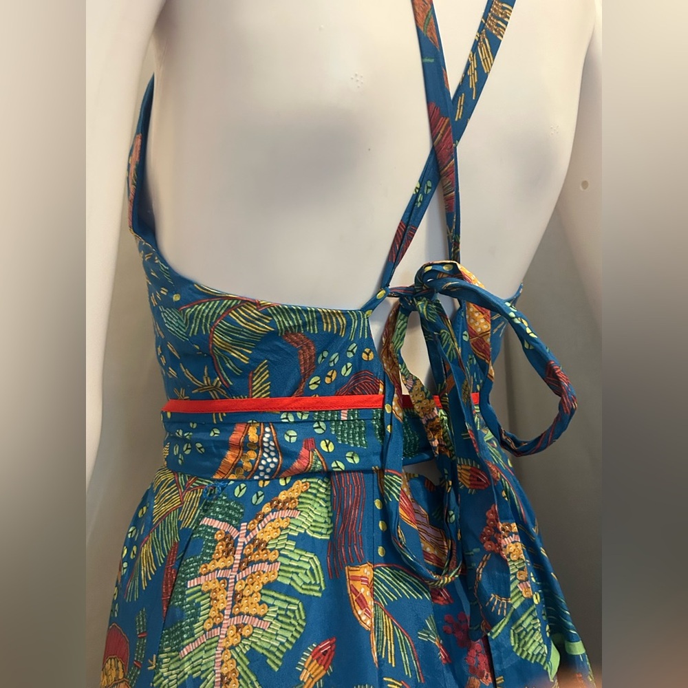 Farm Rio Sz Small Ocean Stories Mermaid Siren Maxi Tiered Dress Boho Sea witch - Picture 13 of 16